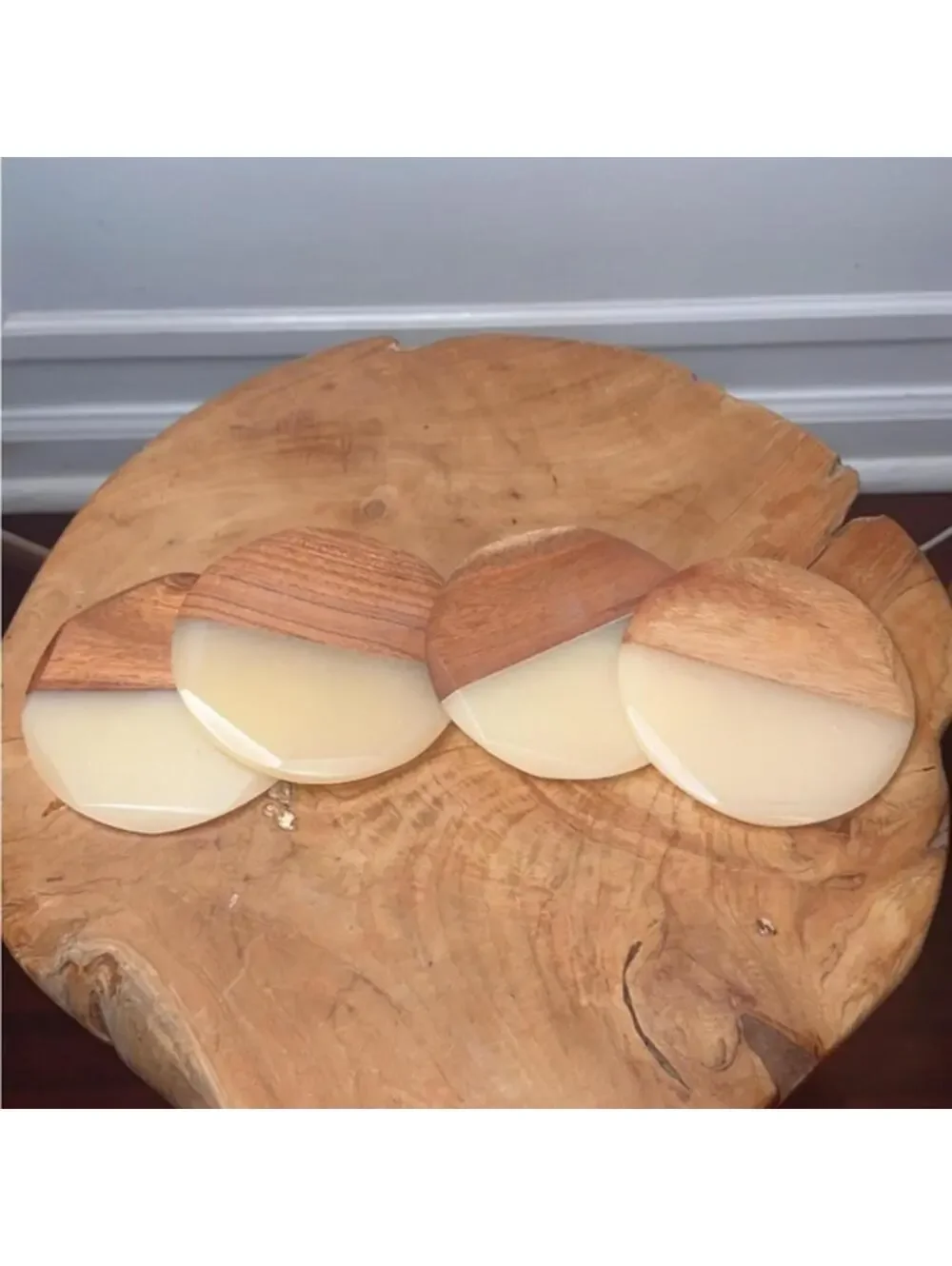 NWT Pier 1 Wood and Resin Coasters Set of 4
